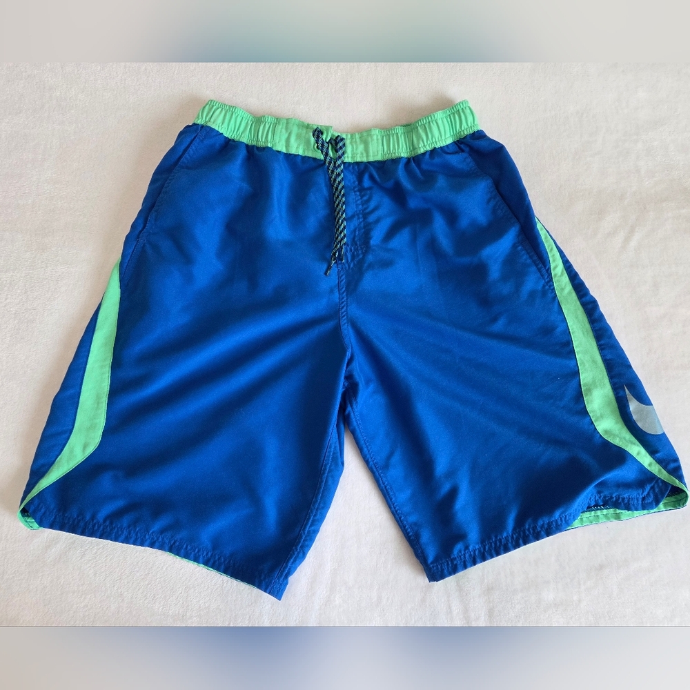Nike Men's Blue And Green Athletic Swim Shorts Medium